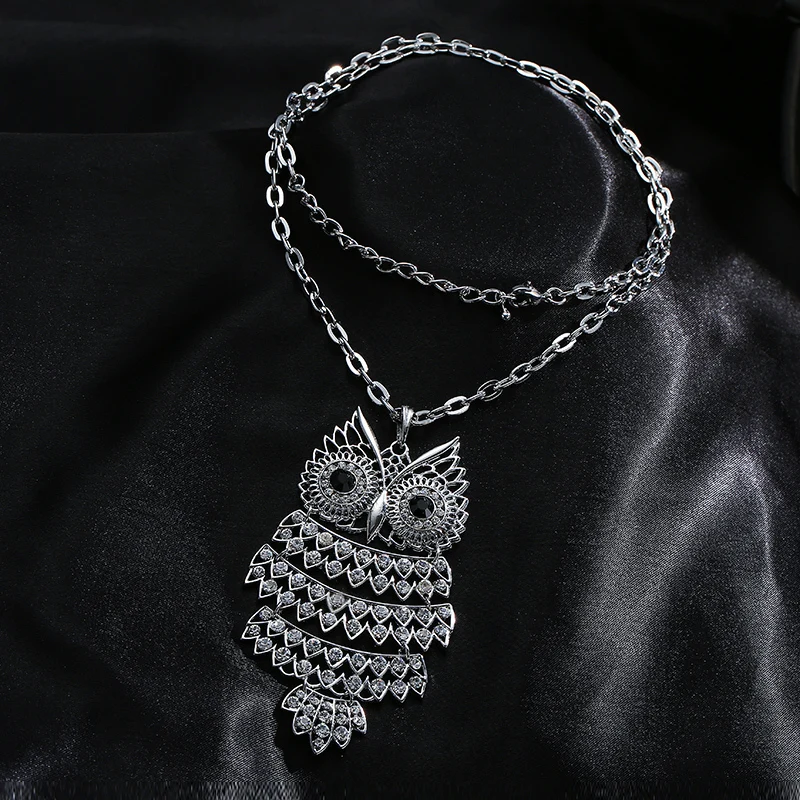 Цепочка с подвеской в виде большой совы для женщин|stone drop|owl pendantowl pendant necklace |