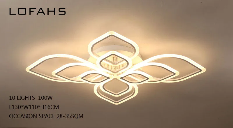 10 lights 100W LOFAHS, Современные светодиодные люстры для гостиной, спальни, столовой, акриловые домашние потолочные люстры, светильники - Цвет абажура: 10 lights 100W