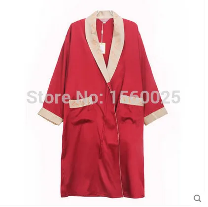 Мужской шелковый халат одежда для сна из 2017 шелка тутового шелкопряда осенние