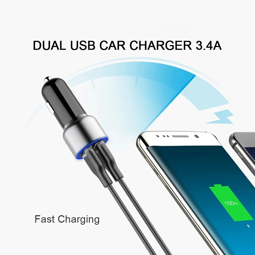 Автомобильное зарядное устройство VOXLINK с двумя USB портами 5 В а|Зарядные