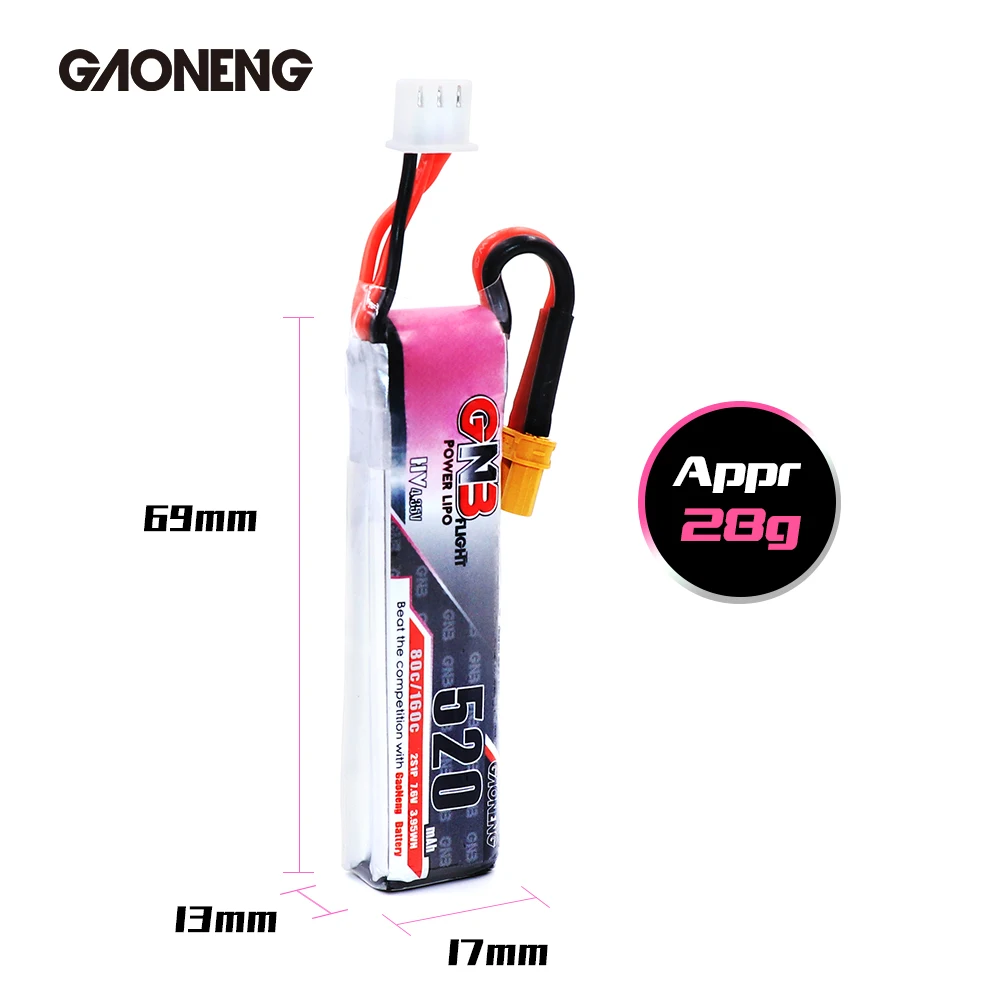 Аккумулятор Gaoneng GNB Lipo 520 мАч 7 6 В 80C 2S HV 4 35 в перезаряжаемая батарея XT30 для