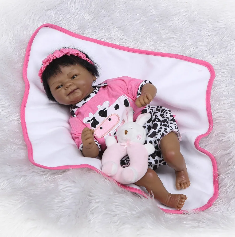 NPK 18 Inch Indian Style Vinyl Silicone Reborn Baby Doll Birthday Gift Bebe Boneca Black Skin Girl Toy Educational Dolls | Игрушки и