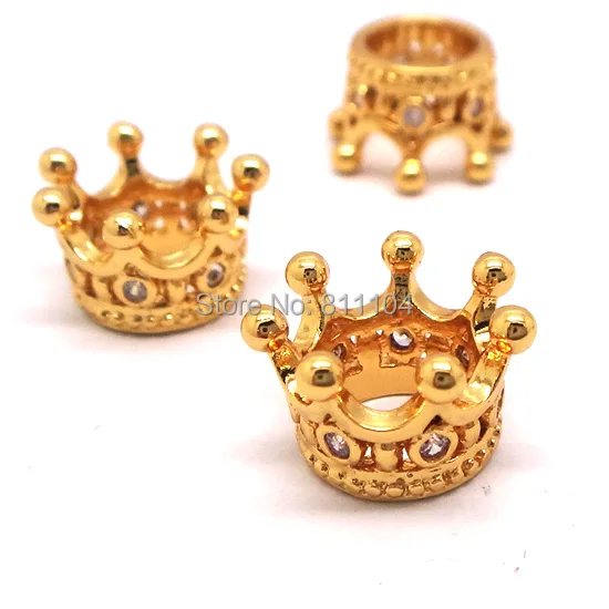 Позолоченная микрозакрепка латунь металл циркон фианит хрусталь форма короны