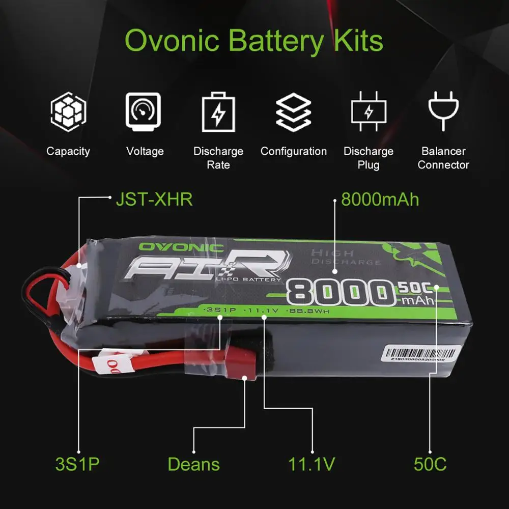 Аккумулятор Ovonic LiPo 2X 8000 мАч 11 1 В 3S 50C 100C Т образный Разъем XT60 для радиоуправляемого