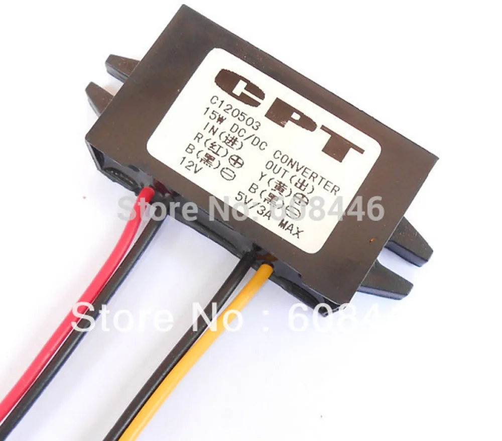 

6Pcs/Lot Car Power Supply Module DC 12V to 5v 3A Waterproof Interface 12V to 5V DC Step-Down Converter
