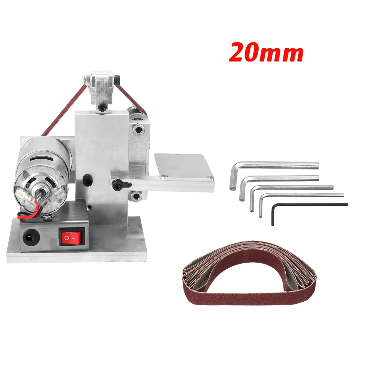 20mm 110-240V 10/20 мм мини электрический ленточно-шлифовальный станок шлифовальная полировальная машинка Ножи края точилка, дерево, металл, шлифовальные станки - Цвет: 20mm