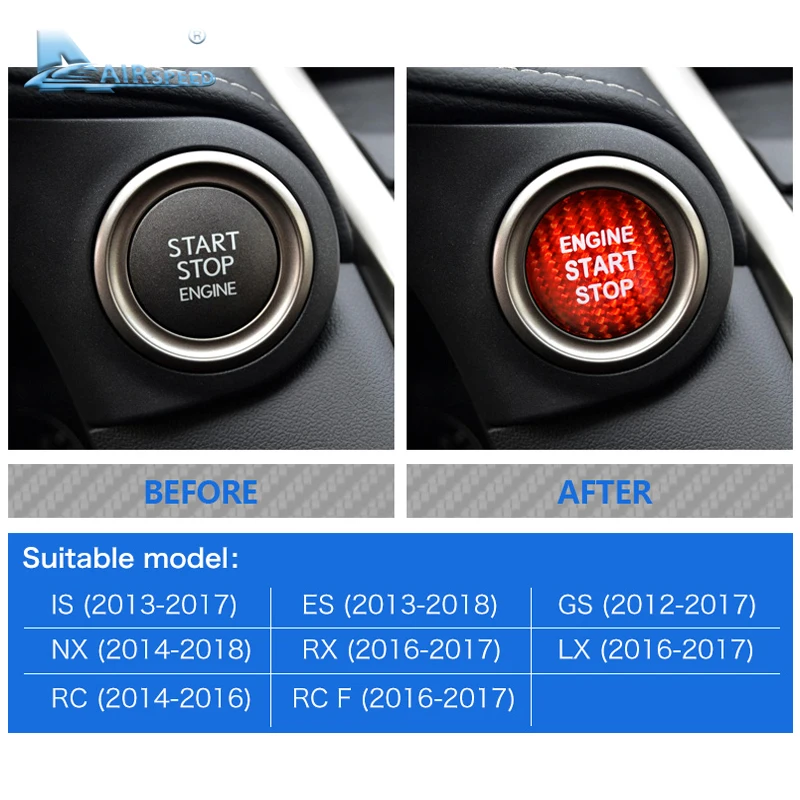 Наклейка на кнопку запуска двигателя из углеродного волокна для LEXUS IS250 IS200 IS300 ES350