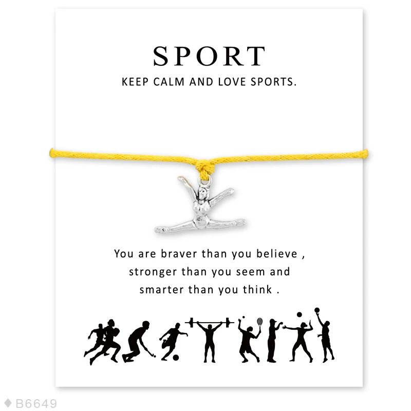 Custom- Silver Artistic Gymnastics Wish Card Bracelet for Women Girls Adjustable Bracelets Statement Cord With | Украшения и