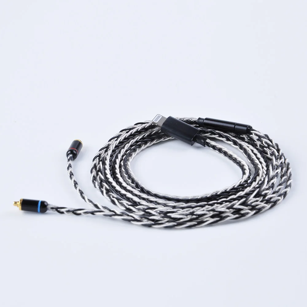2018 Новый 8 ядерный посеребренный кабель Eearphone обновленный 2PIN/Mmcx разъем для Iphone 7/8/X