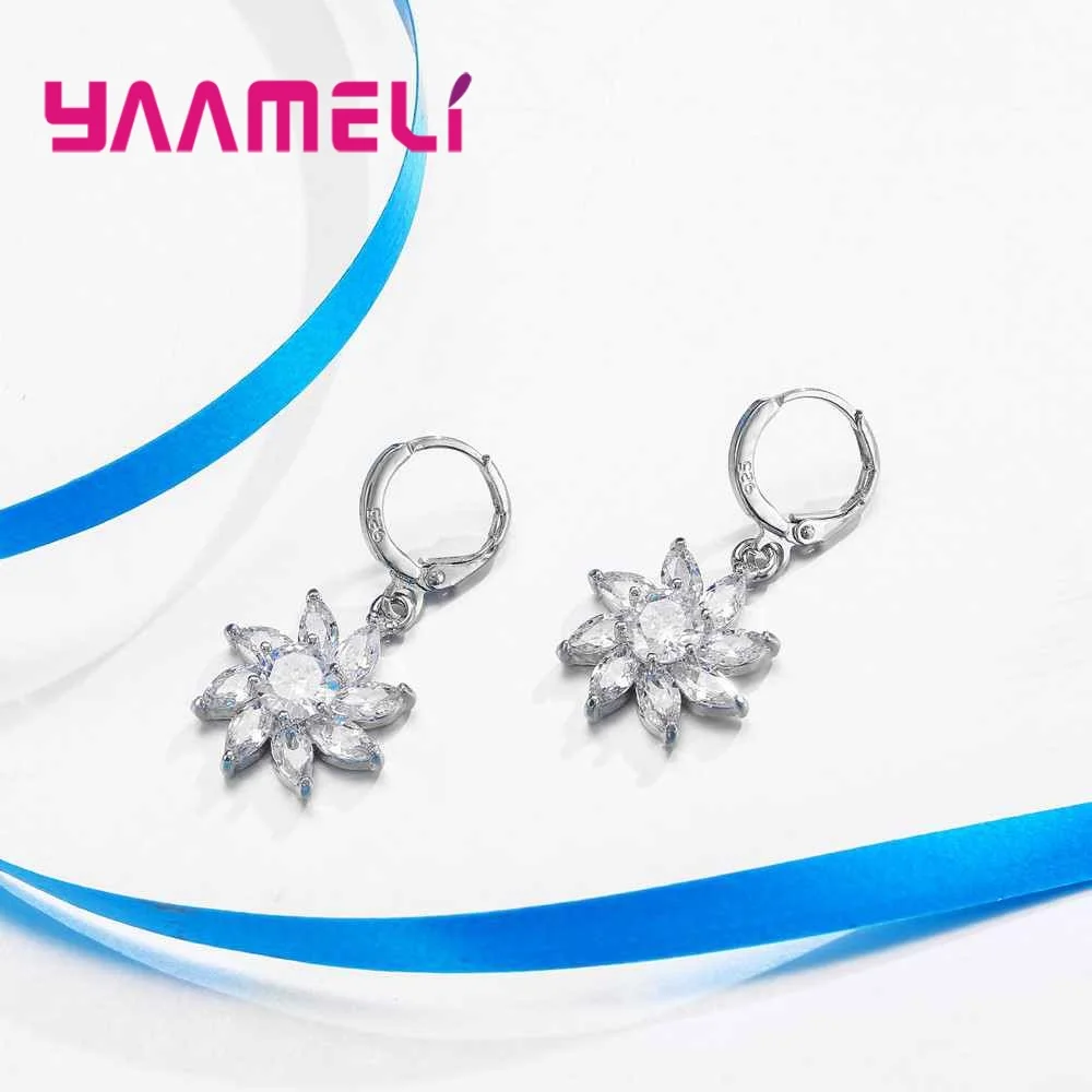 

Creative 925 Sterling Silver Bridal Jewelry Sets For Women Fashion CZ Zircon Earrings Necklace Set Mother's Days Bijoux