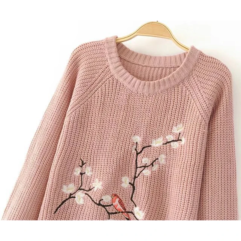 Bella Philosophy Autumn Winter Sweater Women Embroidery Female Knitting Long Sleeve Pullover Ladies Casual Jumper | Женская одежда