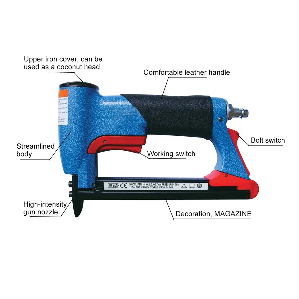 

Pneumatic Air Stapler Nailer 4-16mm U-type Pneumatic Air Stapler Pneumatic Gun Riveting Machine Woodworking Pneumatic Nail Gun