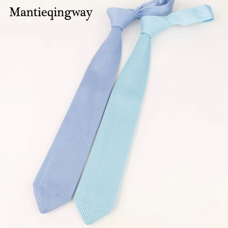 Mantieqingway твердые тонкие галстуки мужские трикотажные шеи для свадьба 7 см модные