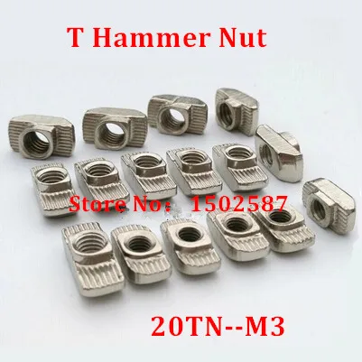 100 шт 20-M3 гайка-молот M3 T гайки для 2020 серии аксессуары алюминиевых профилей слот 6