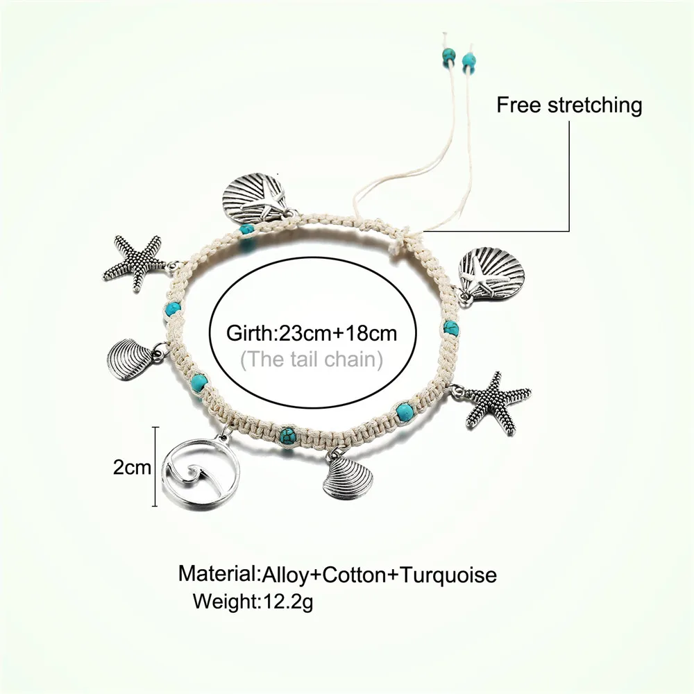 Женские винтажные ножные браслеты MLING богемные ручной работы с морской звездой