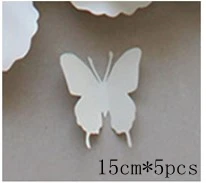 15cm Butterfly Белые бумажные Цветочные фоновые декорации, трехмерные вечерние украшения, свадебные украшения для витрины - Цвет: 15cm Butterfly