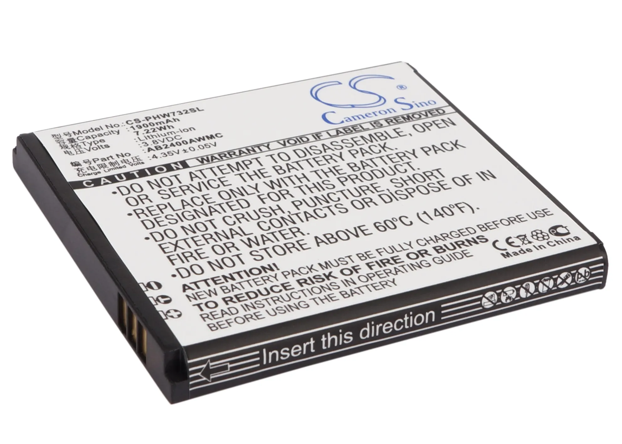 Аккумулятор Cameron Sino 1900 мАч AB2400AWMC для Philips D833 W6500 W732 W736 W737 W832 Xenium W6500|1900mah battery|cameron