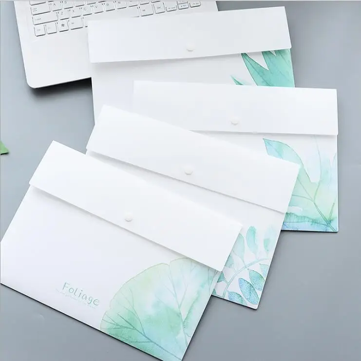 &quotЗеленые листья&quot пакет из 4 файлов папка милый пластиковый документ обучение