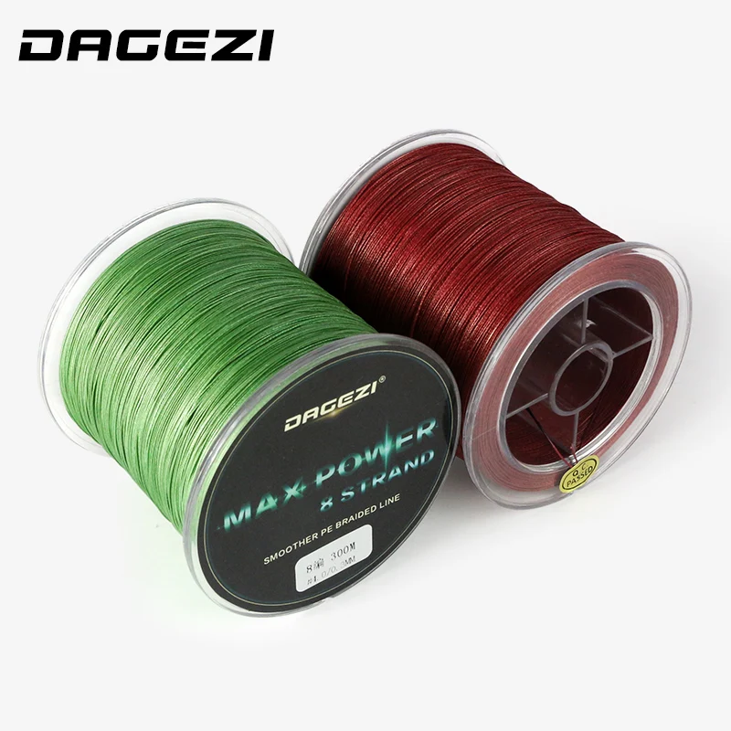 Плетеная рыболовная леска DAGEZI 8 нитей 300 м сверхпрочная гладкая из 100% ПЭ плетеная