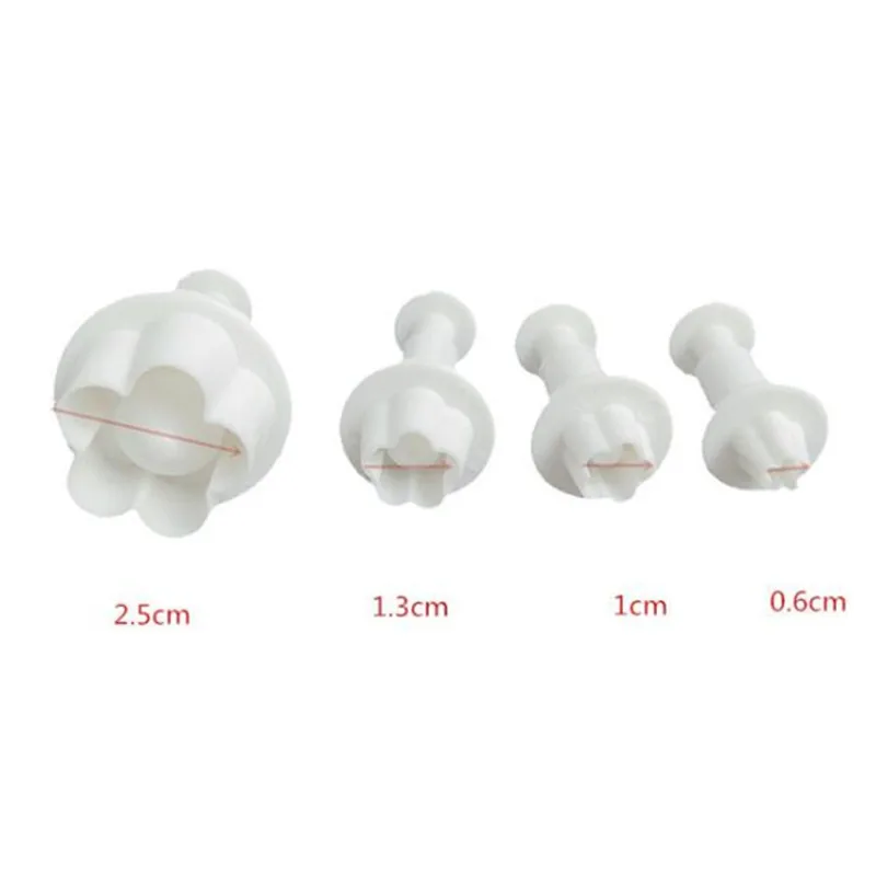 1set 4 шт./компл. сливы цветока Плунжер для сахарной мастики резак Sugarcraft торт декоративные инструменты DIY печенья штамп Аксессуары для выпечки - Цвет: 1set