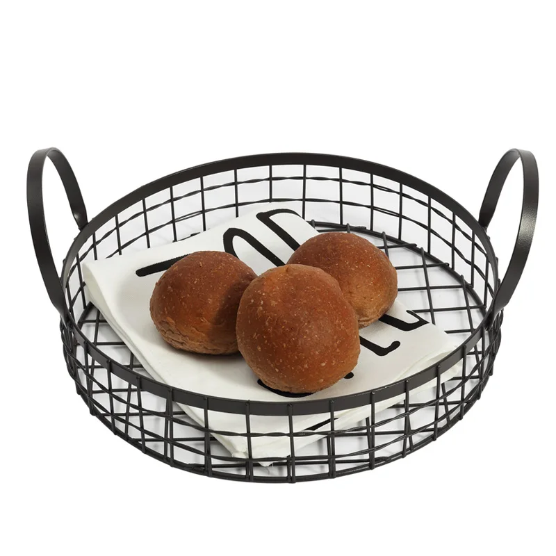 ins black Food fruit metal Nordic Modern kitchen magazine book bread Storage Basket Industrial Style table Wire sundries | Дом и сад