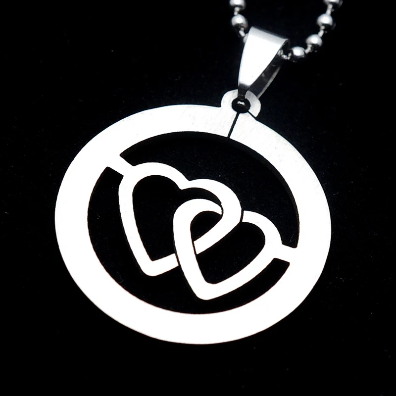 Круглая Подвеска из нержавеющей стали с символом сердца и надписью Love Dog Tag