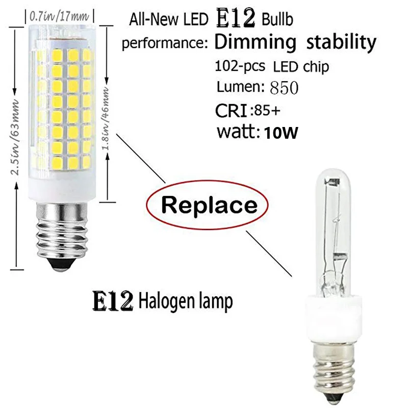 Диммируемая E12 102 СВЕТОДИОДНАЯ кукурузная лампа 2835 SMD 110 в 120 10 Вт Светодиодная