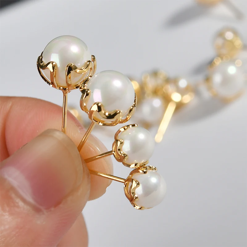 S925 Silver needle copper plating 18k gold imitation beaded zircon triangle shaped ear DIY earrings jewelry material | Украшения и