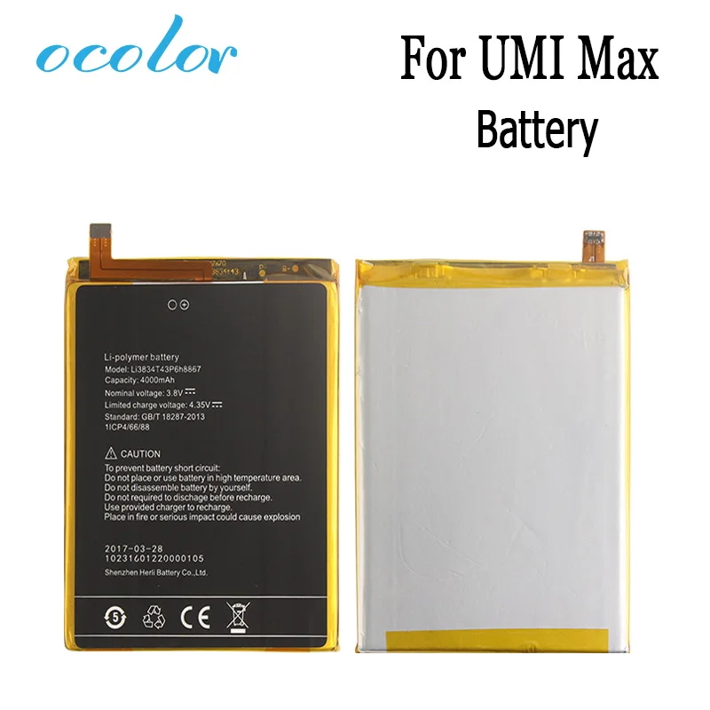 Ocolor для UMI аккумулятор MAX 4000 мА/ч 100% новая замена аксессуар аккумуляторов Li3834T43P6h8867