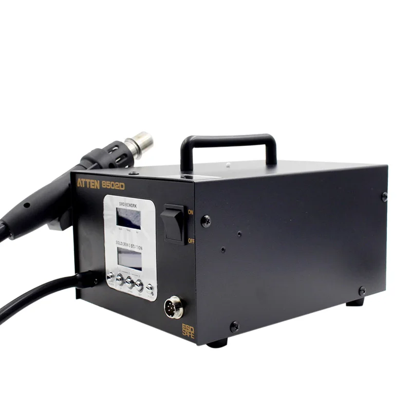 

ATTEN AT8502D 2 in 1 Intelligence Lead-free Hot Air Gun Soldering Station Dual LCD digital BGA SMD Rework Station 220V 800W