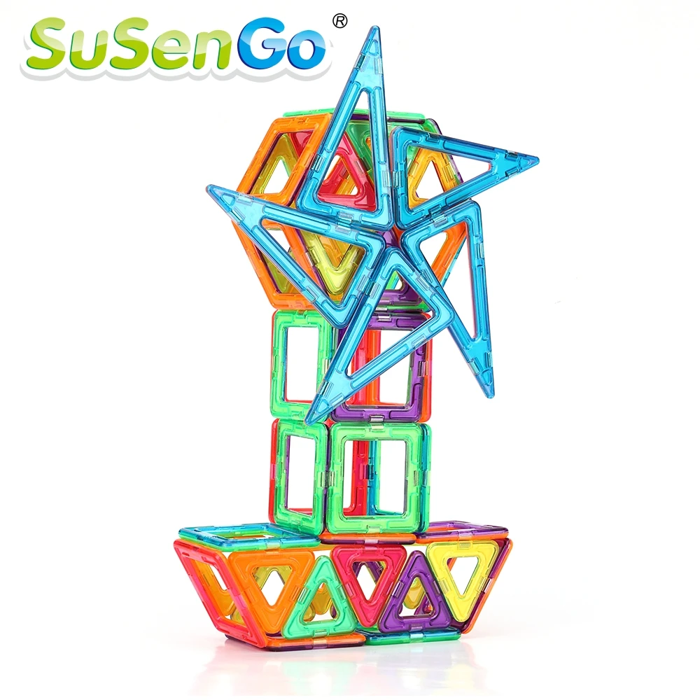 SuSenGo Большой размер 34/68/89/149 шт. Магнитный конструктор Наборы 3D Строительная модель игрушка с колеса с принтом «машинка» для маленьких детей, начинающих ходить, развивающие подарок