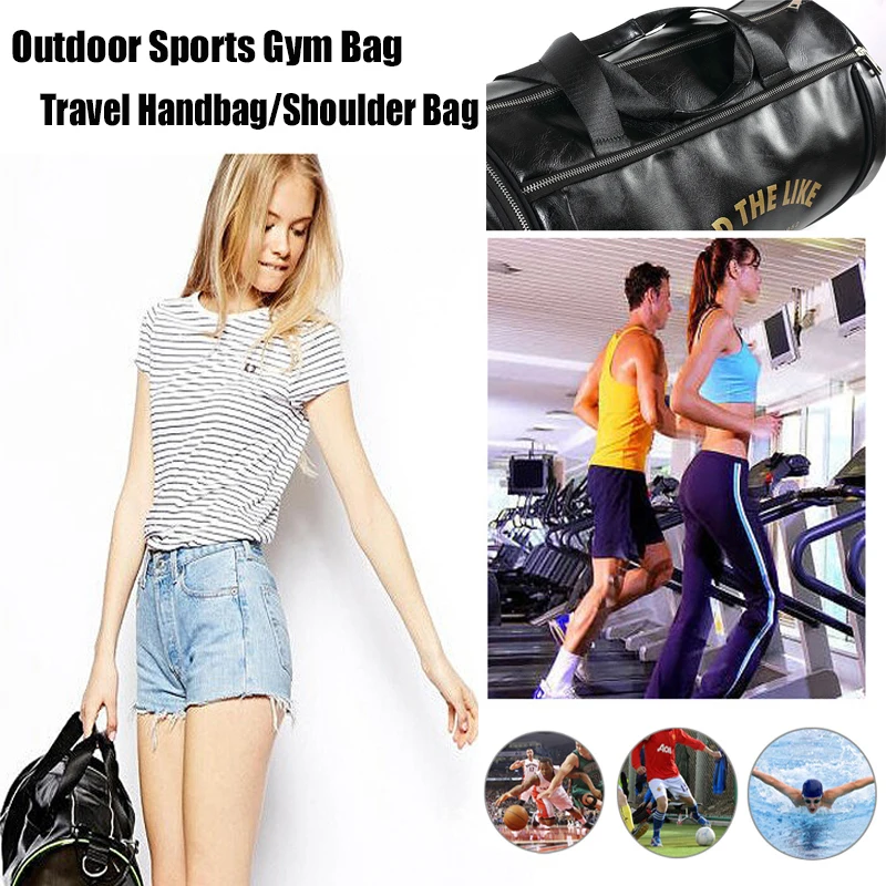 Men Gym Bag PU Leather Bags Striped Basketball Training Fitness Tas Travel Luggage Handbag Sac De Sport For Women Yoga XA571WD