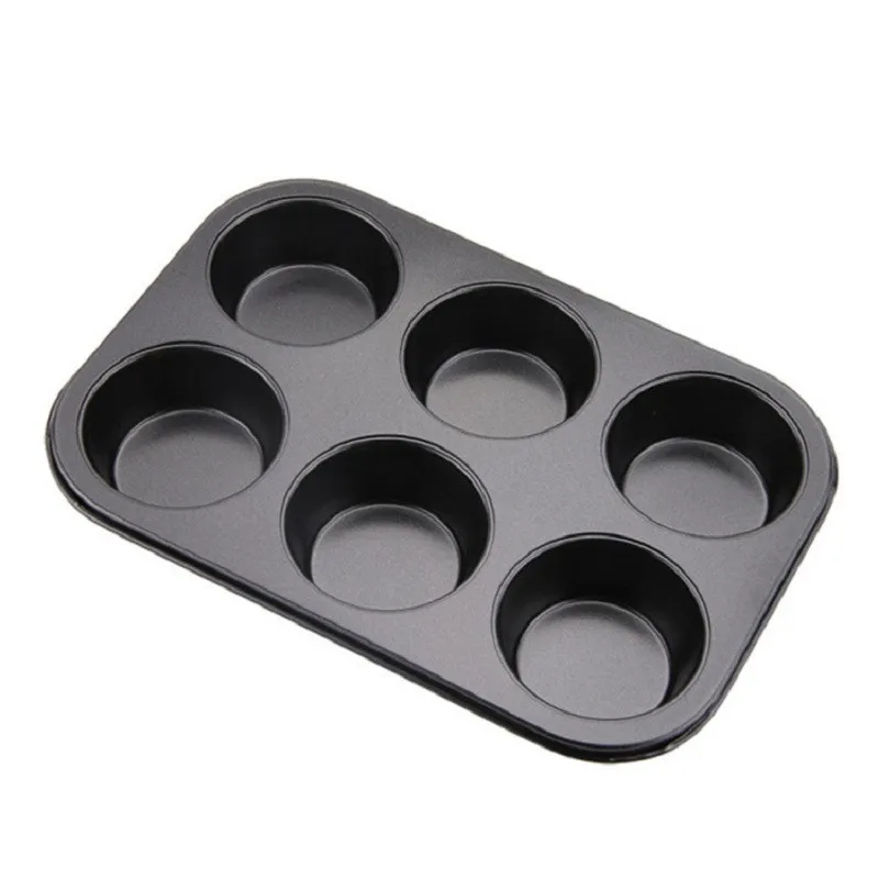 6 Cups Carbon Steel Cupcake Baking Tray Cake Pan Nonstick 3d Tools |
