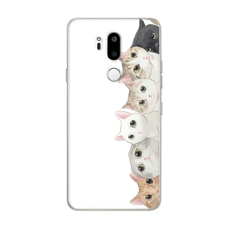 Для LG G7 чехол ThinQ LGG7 чехол милый кот твердый пластиковый чехол на заднюю панель для LG G7 ThinQ чехол для телефона мультфильм рыба PC Funda для LG G 7