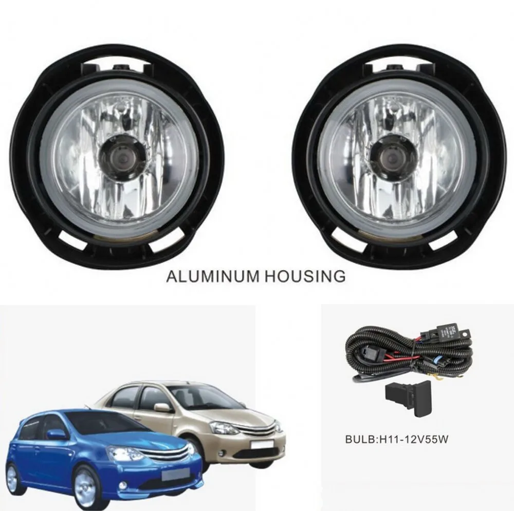 

JanDeNing для переднего бампера Галогенные Противотуманные Светильник лампы + проводки + переключатель комплект для Toyota Etios Sedan/хэтчбек 2011-2015