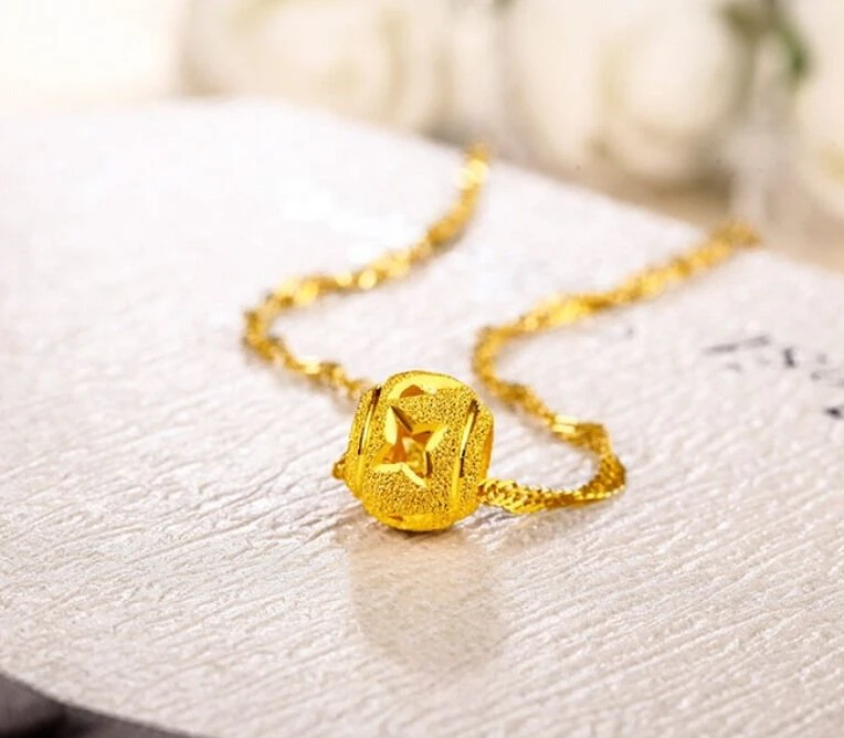 

Authentic 24K Yellow Gold Pendant / Craved Wish Loose bead Pendant