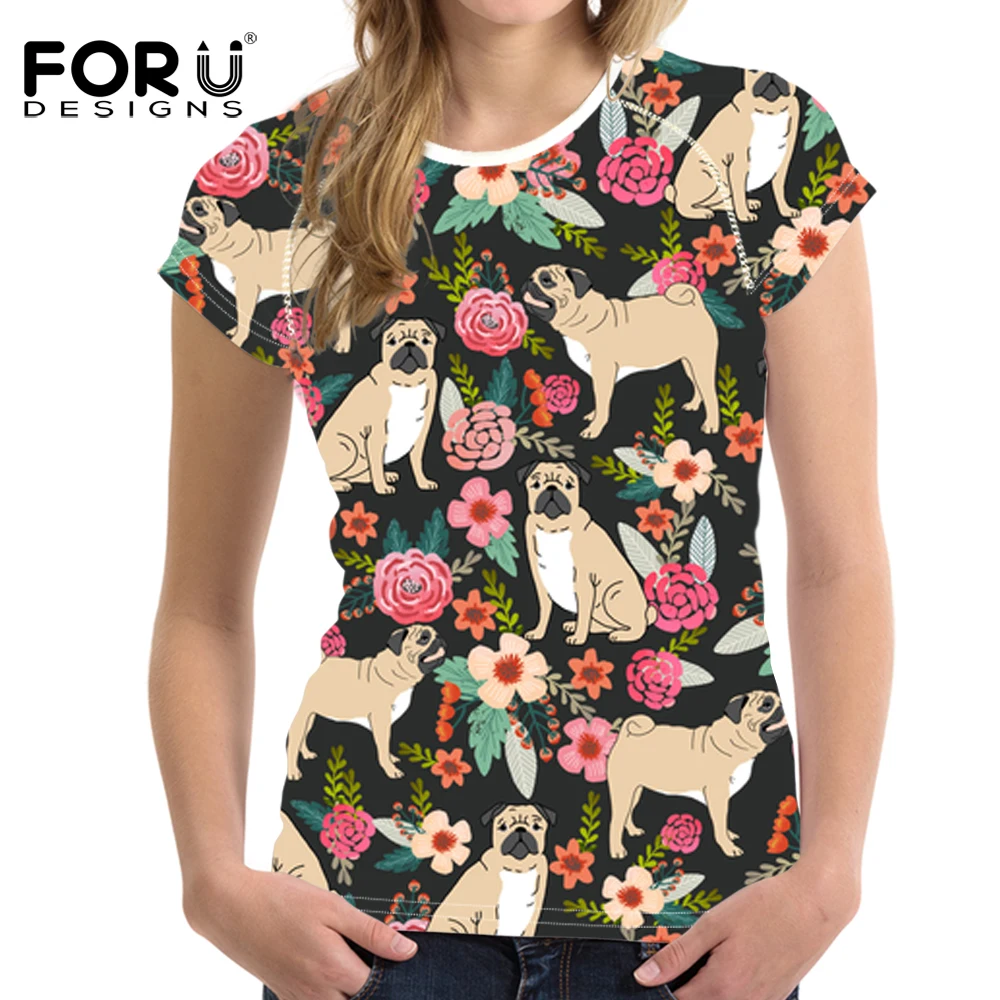 FORUDESIGNS/женская футболка для бега милая спортивная одежда с принтом мопса Рашгард