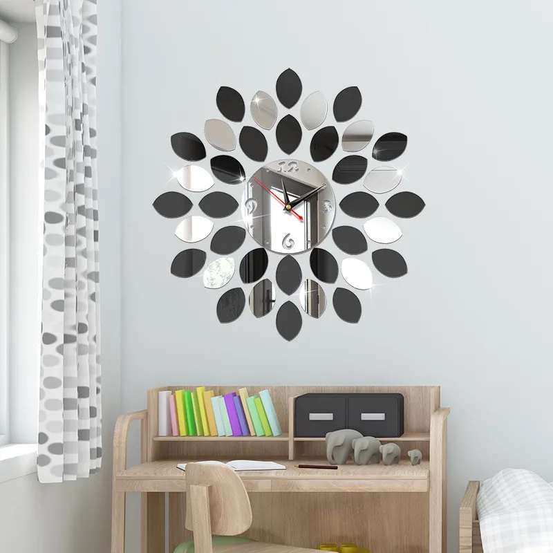 Комбинированные цветные зеркальные настенные часы фоновые ТВ наклейки