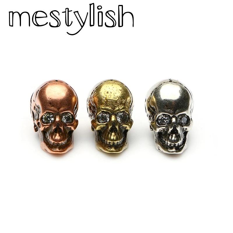 

Mestylish Latest Design Micro Inlay CZ Antique Copper Skull DIY Charms Bead Fit Making Jewelry Bracelet Necklace Pulseira