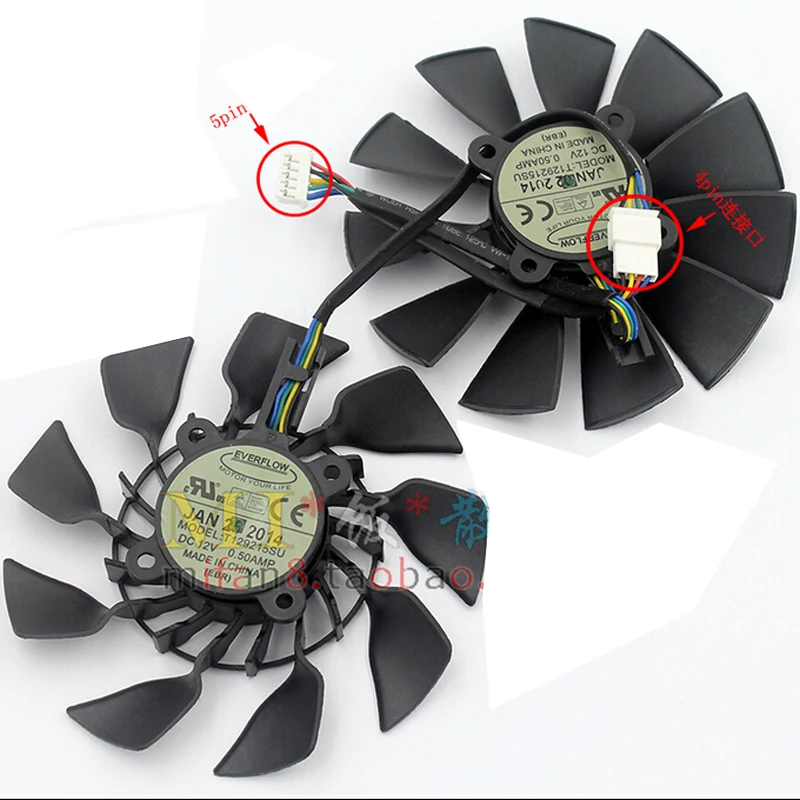 2 шт./лот T129215SU 95 мм 12V 0.5A графика карта вентилятор VGA кулер для ASUS GTX780TI GTX 780 R9 280X