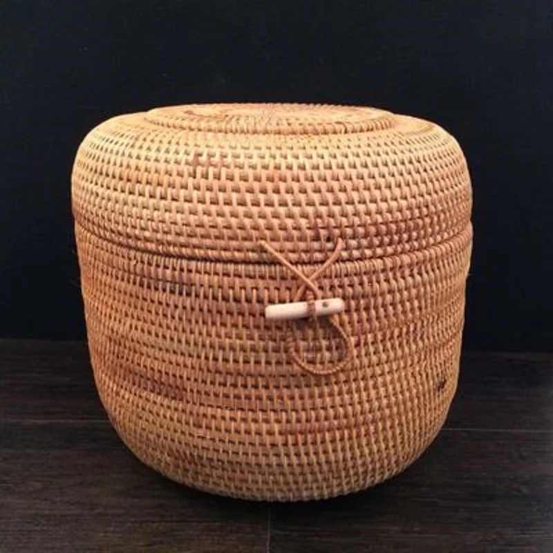 Hand-Woven Rattan Basket Storage Box Sundries Tea Box Rattan Products Storage Basket  Home Decoration Panier Osier