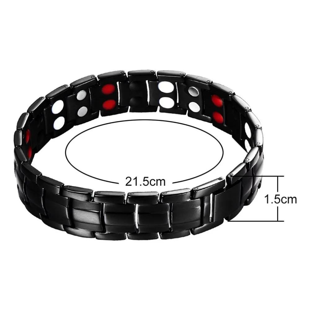 

Trendy Design 15MM Men Health Bracelets & Bangles Stainless Steel Double Row Magnetic Charm Bracelet Protective gear