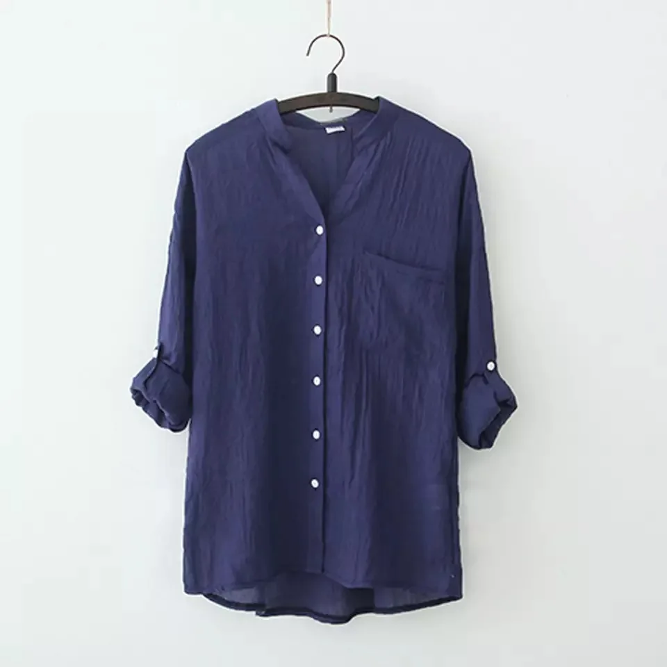 MOMOECHO 2018 New Women Blouse Autumn Cotton Solid Button Down Tops Long Sleeve Shirt Casual Loose Ladies camiseta |