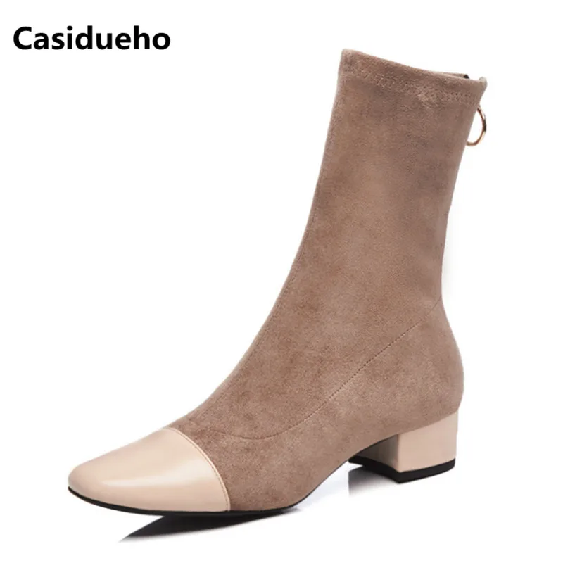 Casidueho женские короткие сапоги замшевые кожаные туфли на плоской подошве