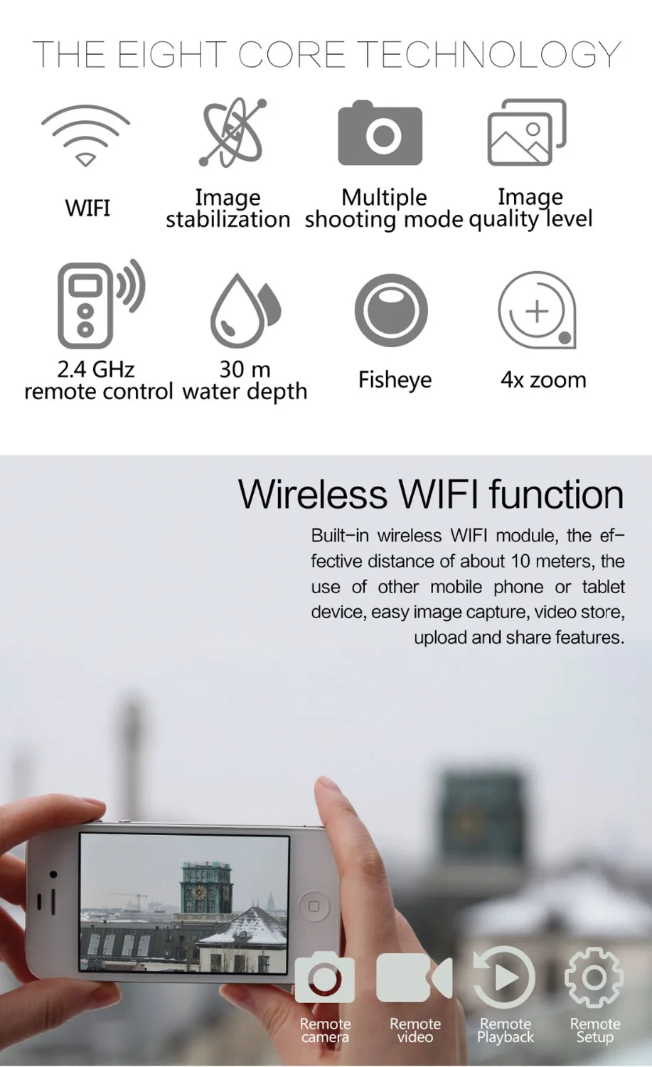 HAMTOD H6A 4K WiFi Экшн камера 2 0 дюймов ЖК экран 1080P HD Дайвинг Водонепроницаемая мини
