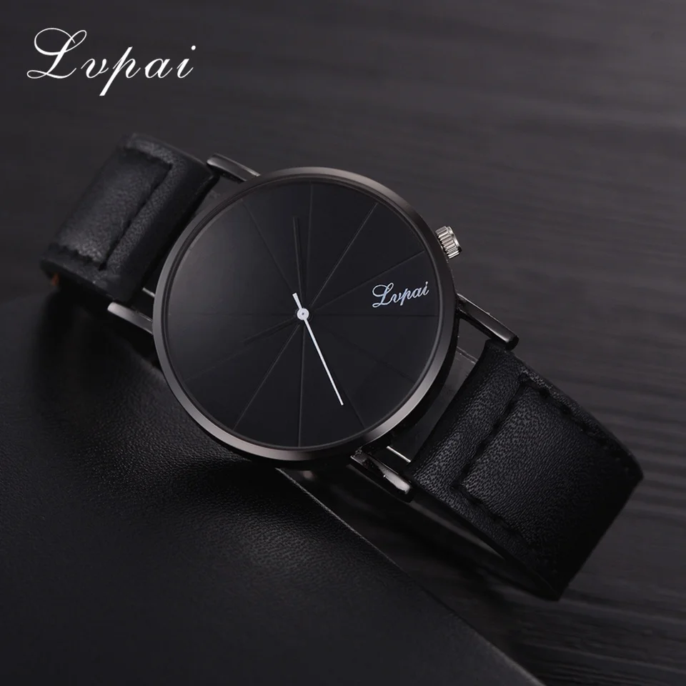 Reloj Lvpai модные с большим циферблатом военные кварцевые мужские часы кожаные