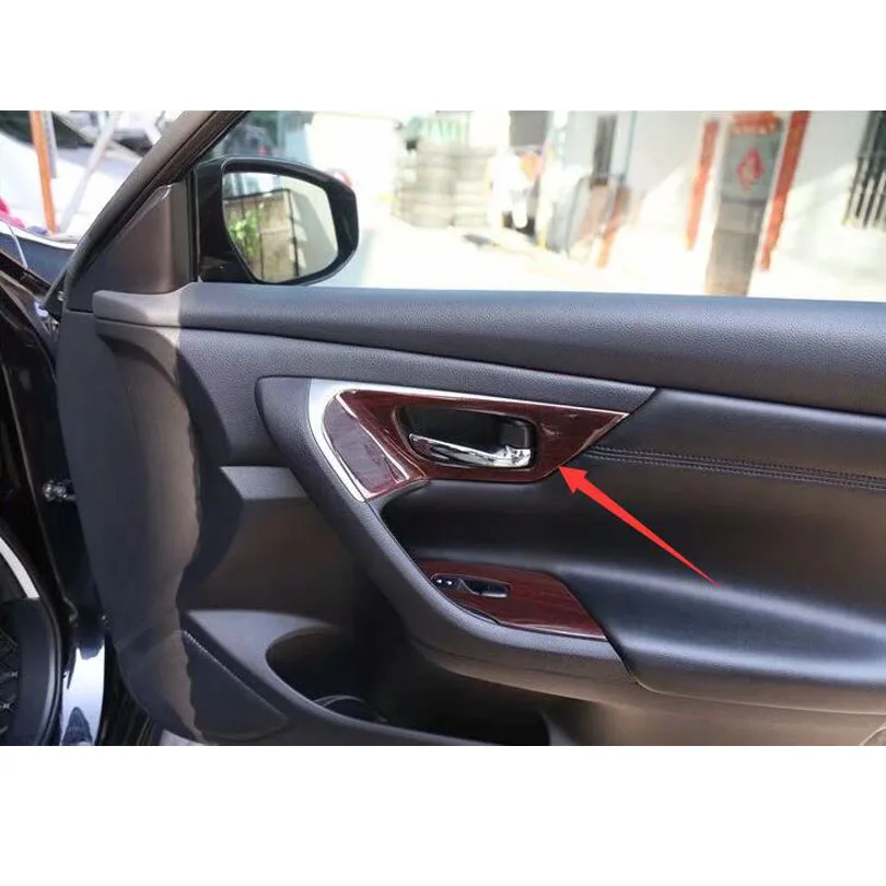 Для Nissan Altima 2013 для леворульных автомобилей автомобиля накладка на внутреннюю дверную ручку уравновешивание автомобиля стайлинга ABS автомобильные аксессуары 4 шт./компл