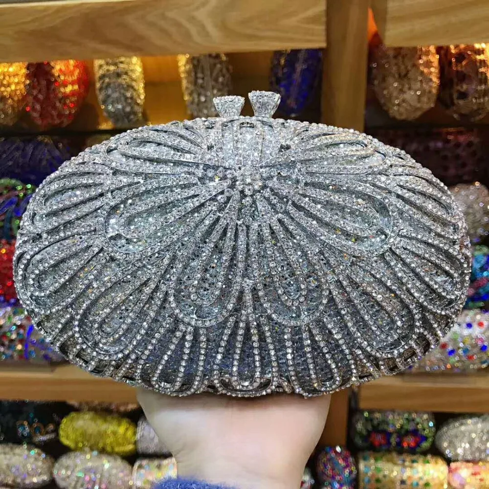 XIYUAN Золотые/серебряные/синие кристаллы Бриллианты Женские металлические клатчи