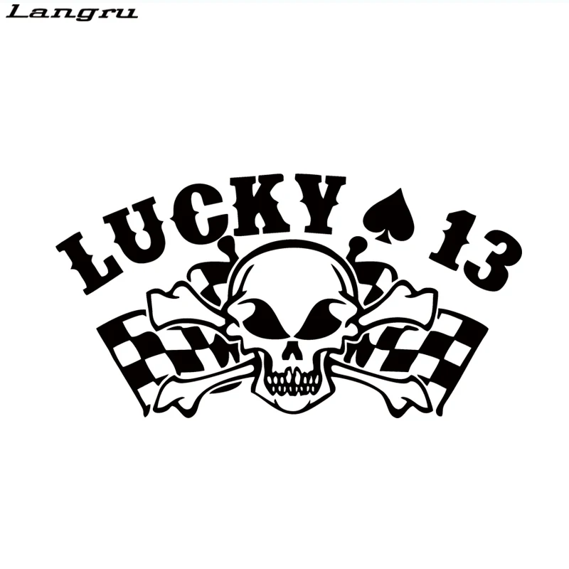 Langru стильный автомобиль счастливый 13 Череп Crossbones наклейка Татуировка на окно