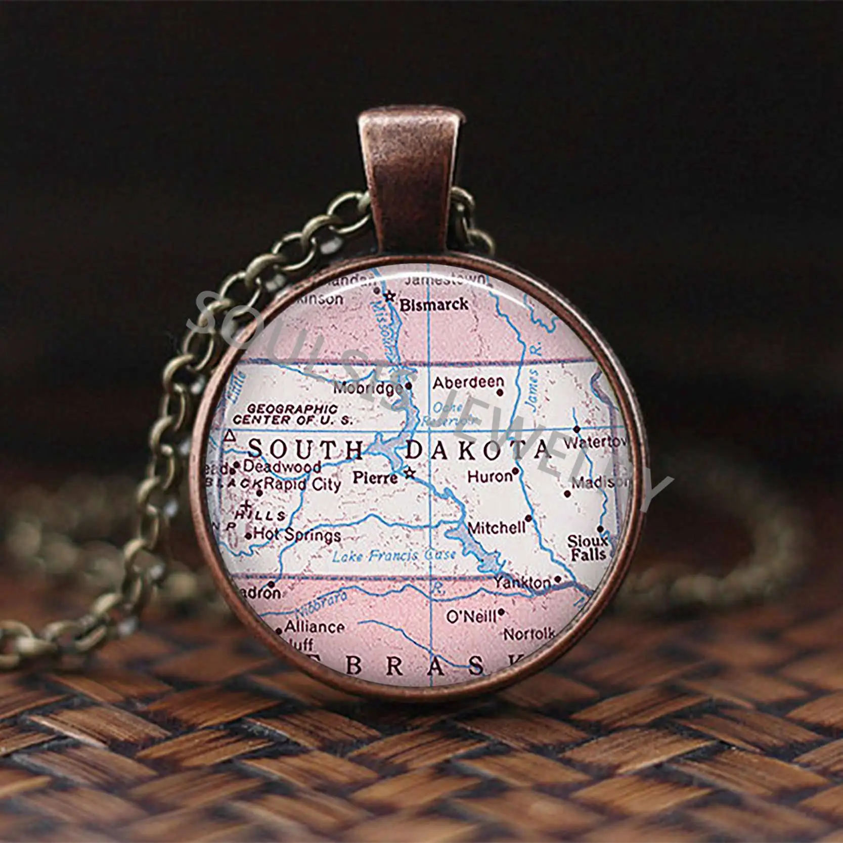 New Glass Dome Necklace Map Pendant Jewelry US State of Nebraska Vintage Handmade Cabochon Christmas Gift | Украшения и